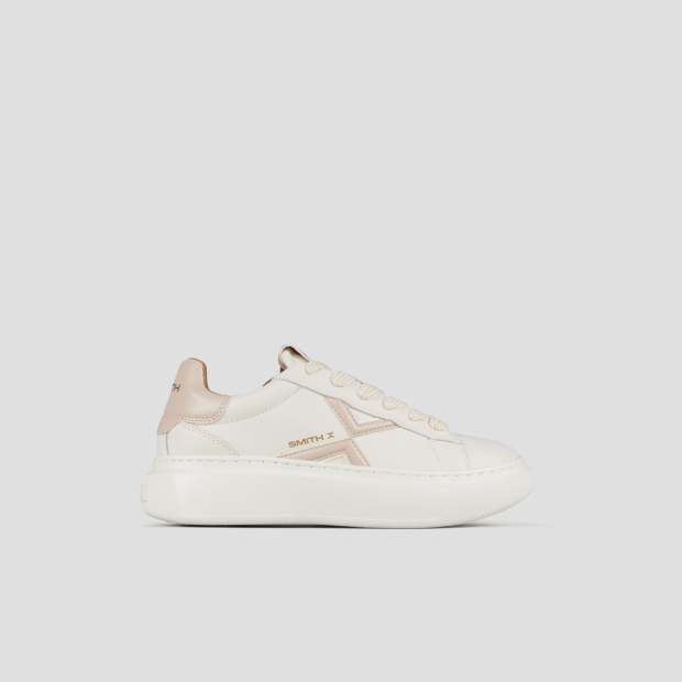 Sneakers Alexander Smith college woman in white with pink logo and back - 1