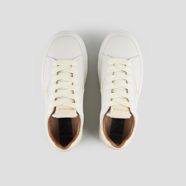 Sneakers Alexander Smith college woman in white with pastel yellow logo and back - 6