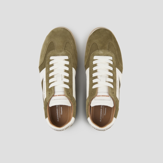 Sneakers Alexander Smith thames man in military green suede and white logo - 6