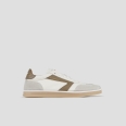 Thames Man in white leather, grey suede and green olive logo