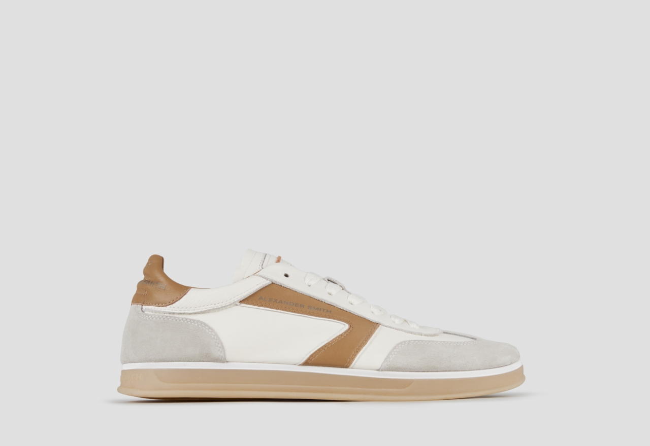 Sneakers Alexander Smith thames man in white leather, grey suede and sand logo - 1