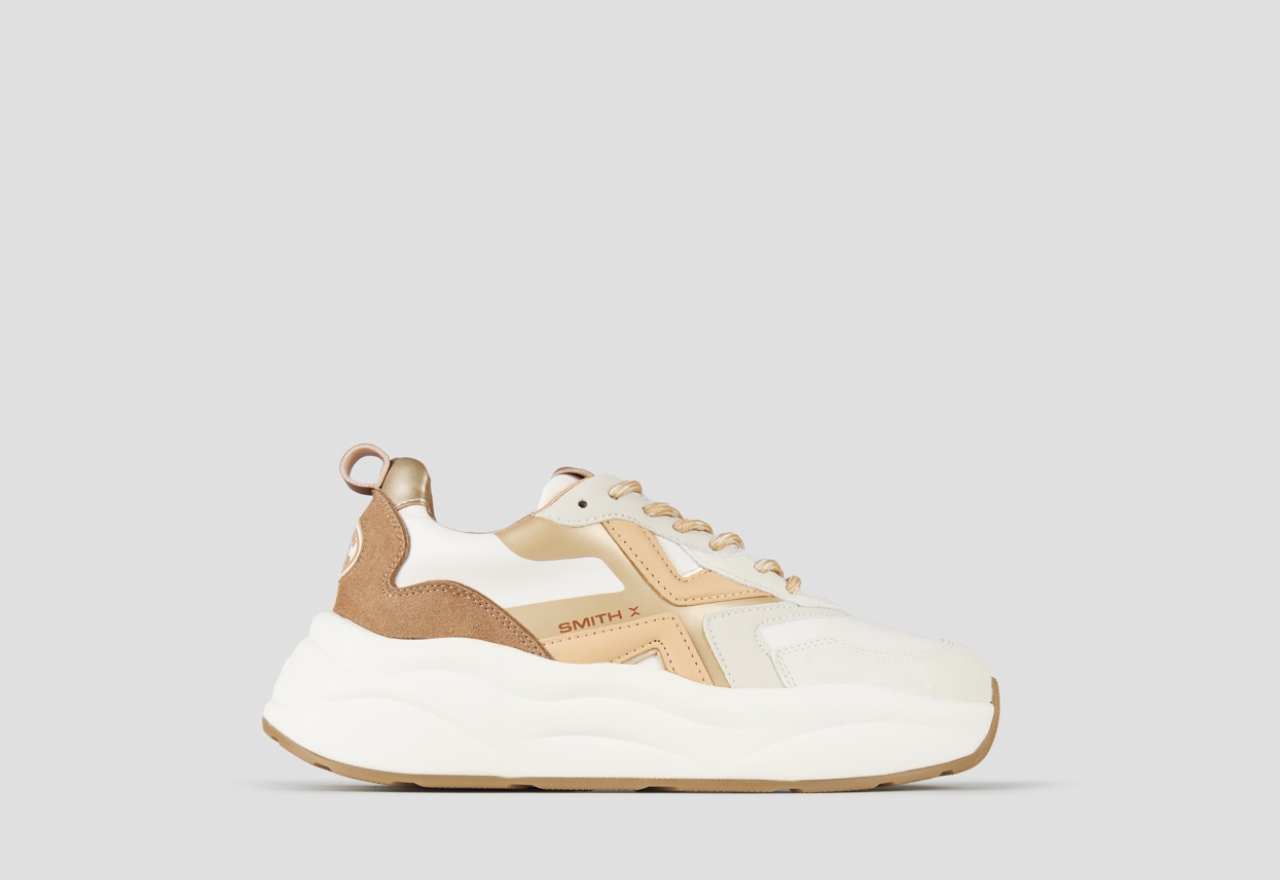 Sneakers Alexander Smith horizon woman in white with brown suede details - 1