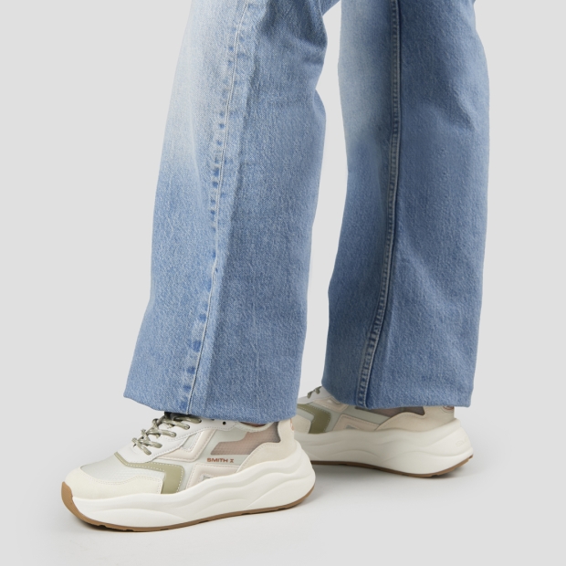 Sneakers Alexander Smith horizon woman in green semi-transparent rip-stop and beige leather details - 2