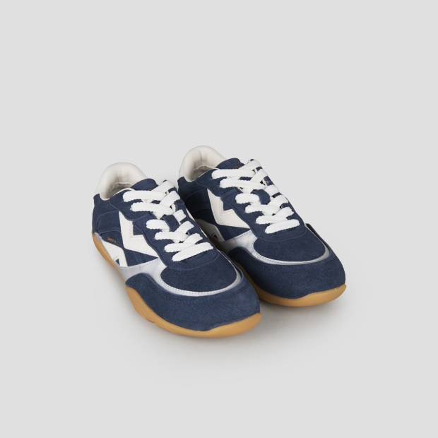 Sneakers Alexander Smith mist woman in blue with suede and laminate inserts, white heel and logo - 4