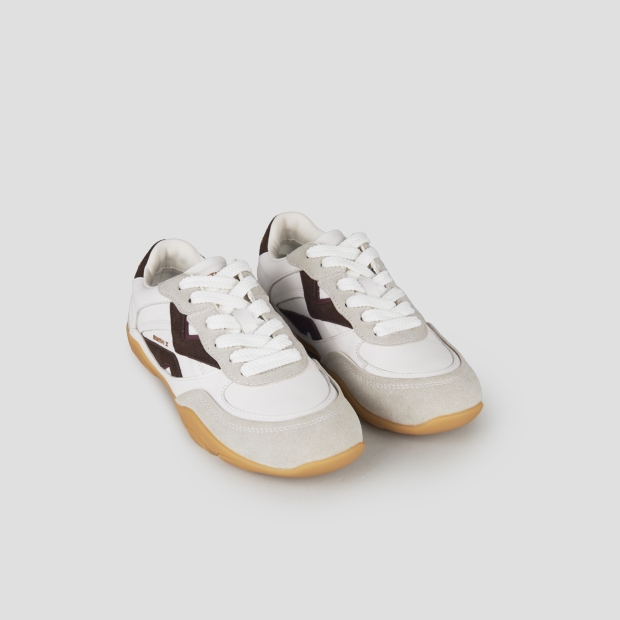 Sneakers Alexander Smith mist woman in white with grey suede details, and brown suede logo and back - 4