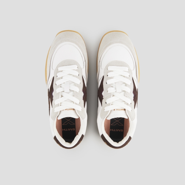 Sneakers Alexander Smith mist woman in white with grey suede details, and brown suede logo and back - 6