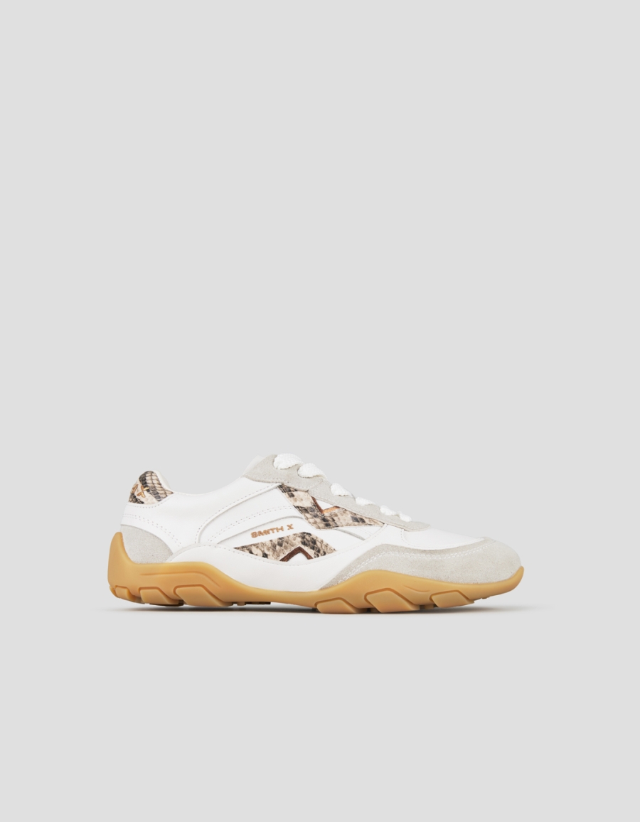 Sneakers Alexander Smith mist woman in white with grey suede details, and python logo and back - 1