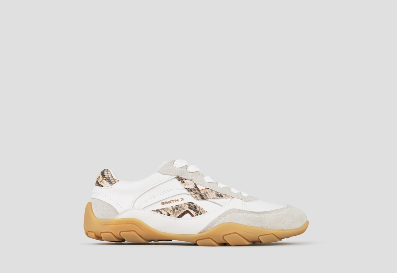 Sneakers Alexander Smith mist woman in white with grey suede details, and python logo and back - 1