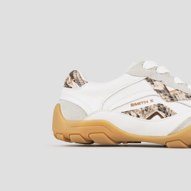 Sneakers Alexander Smith mist woman in white with grey suede details, and python logo and back - 3