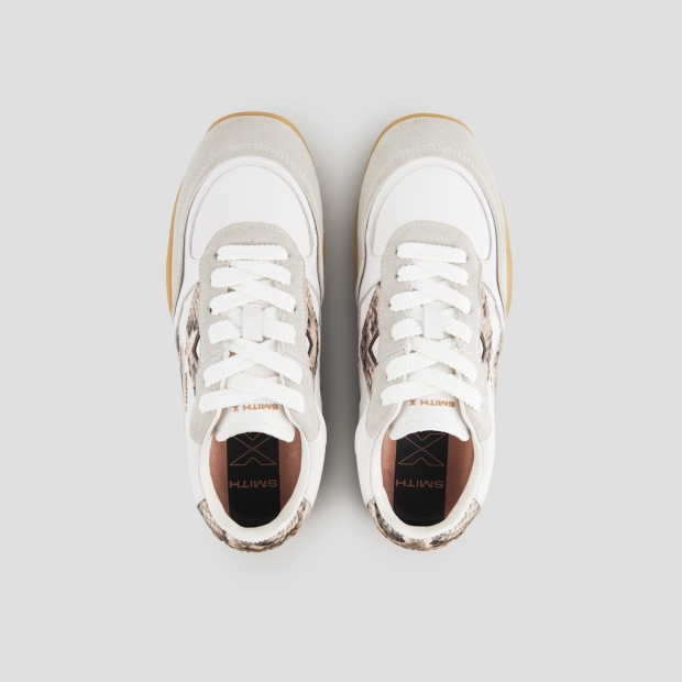 Sneakers Alexander Smith mist woman in white with grey suede details, and python logo and back - 6