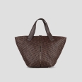 Lauren Medium handbag with shoulder strap in brown woven