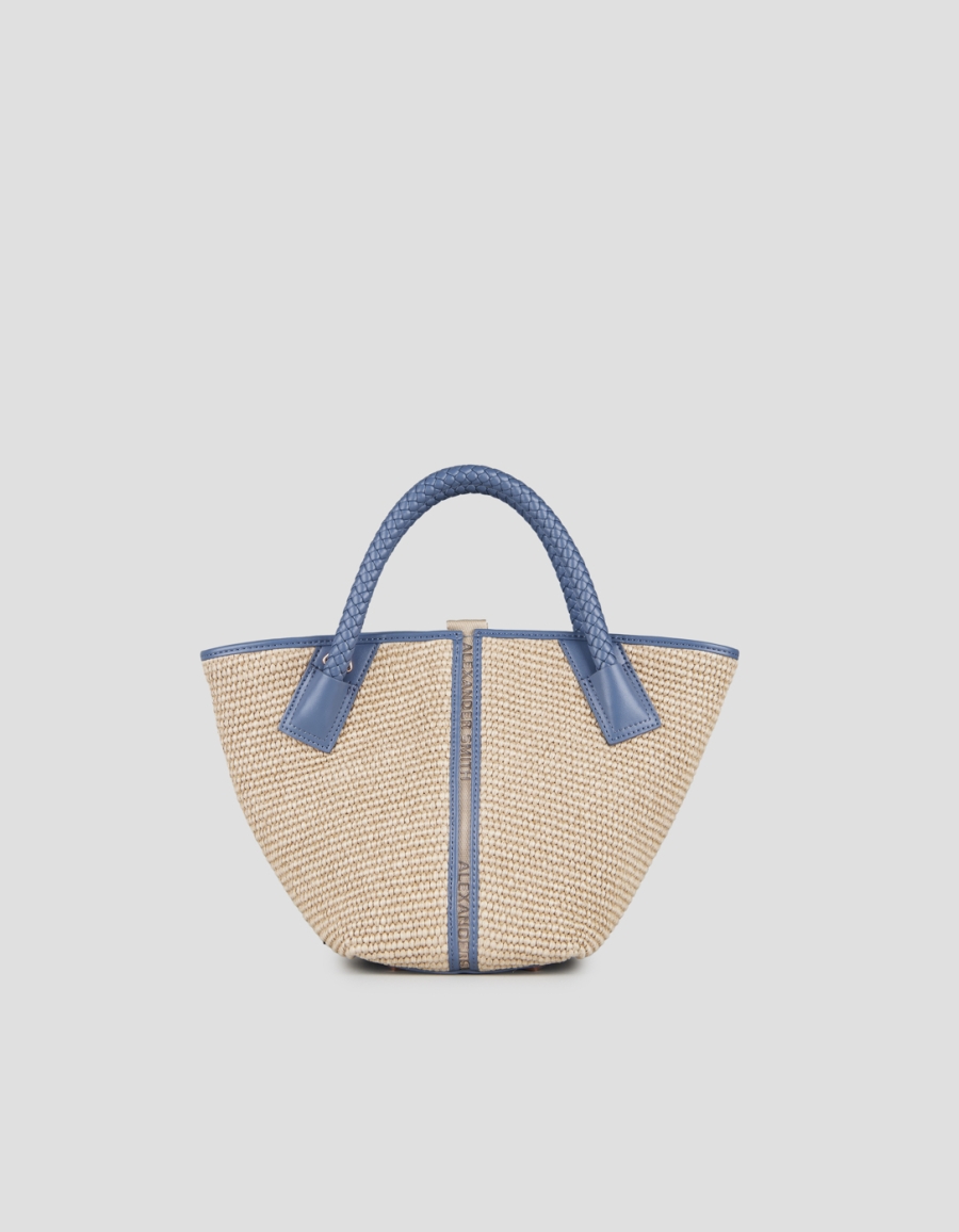 Sneakers Alexander Smith lauren small handbag with shoulder strap in beige raffia and woven azure handle - 1