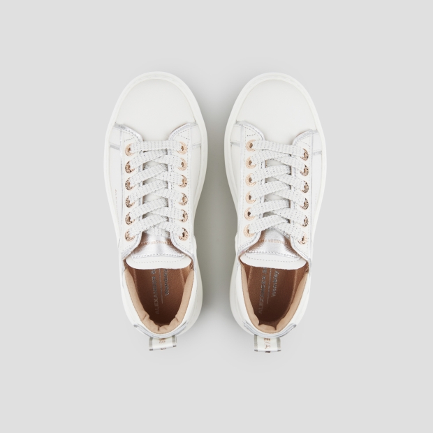 Sneakers Alexander Smith wembley woman deconstructed in white leather and silver laminated details - 6