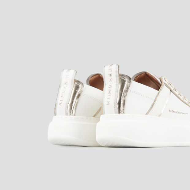 Sneakers Alexander Smith wembley woman deconstructed in white leather and gold laminated details - 5
