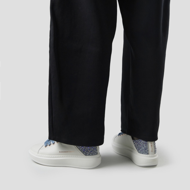 Sneakers Alexander Smith wembley woman in white leather and azure back with rhinestones - 2