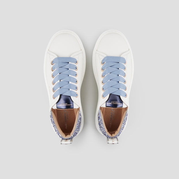 Sneakers Alexander Smith wembley woman in white leather and azure back with rhinestones - 6