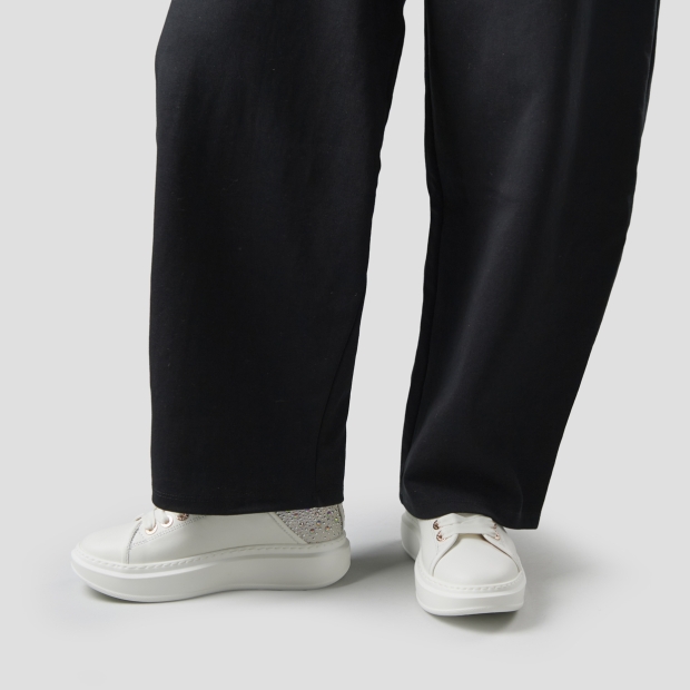 Sneakers Alexander Smith wembley woman in white leather and grey back with rhinestones - 2