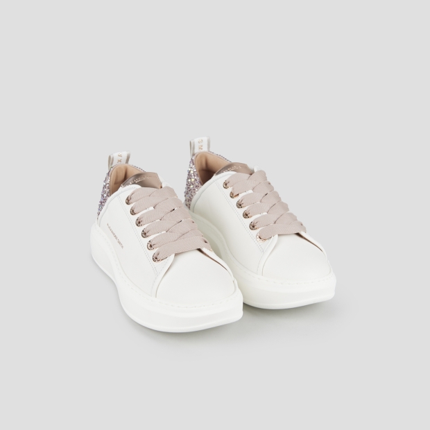 Sneakers Alexander Smith wembley woman in white leather and pink back with rhinestones - 4