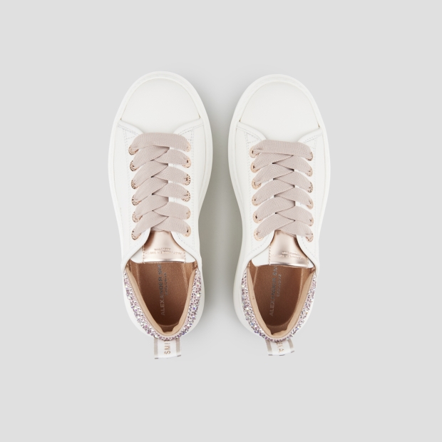 Sneakers Alexander Smith wembley woman in white leather and pink back with rhinestones - 6