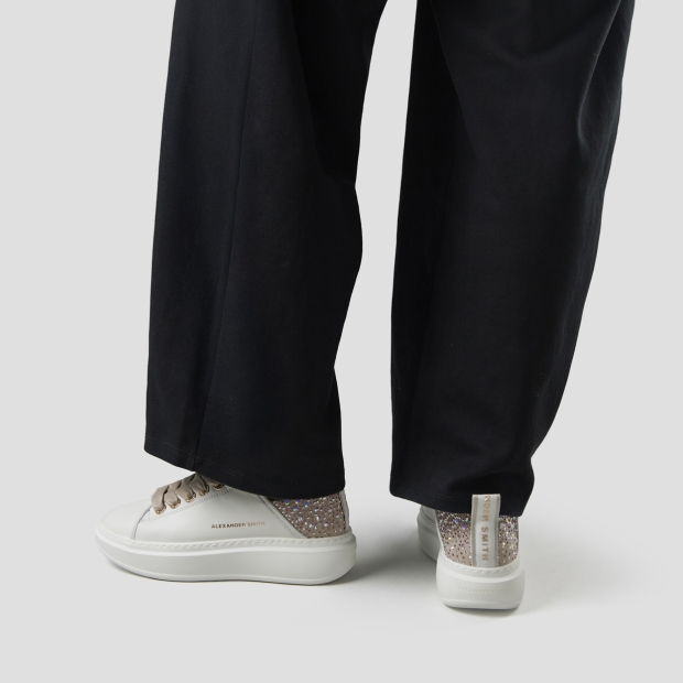 Sneakers Alexander Smith wembley woman in white leather and beige back with rhinestones - 2