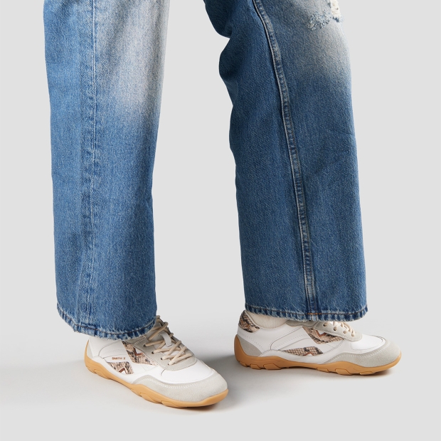 Sneakers Alexander Smith mist woman in white with grey suede details, and python logo and back - 2