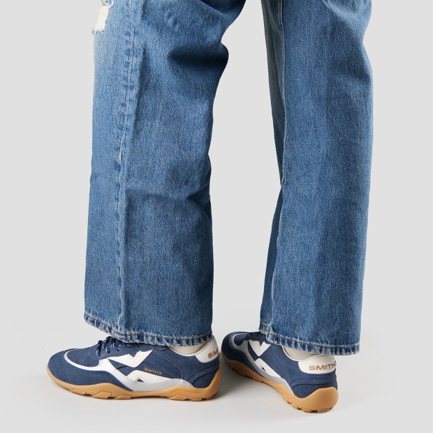 Sneakers Alexander Smith mist woman in blue with suede and laminate inserts, white heel and logo - 2