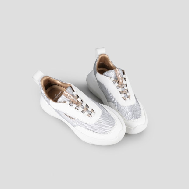 Sneakers Alexander Smith eclipse woman in white leather and silver technical fabric - 2