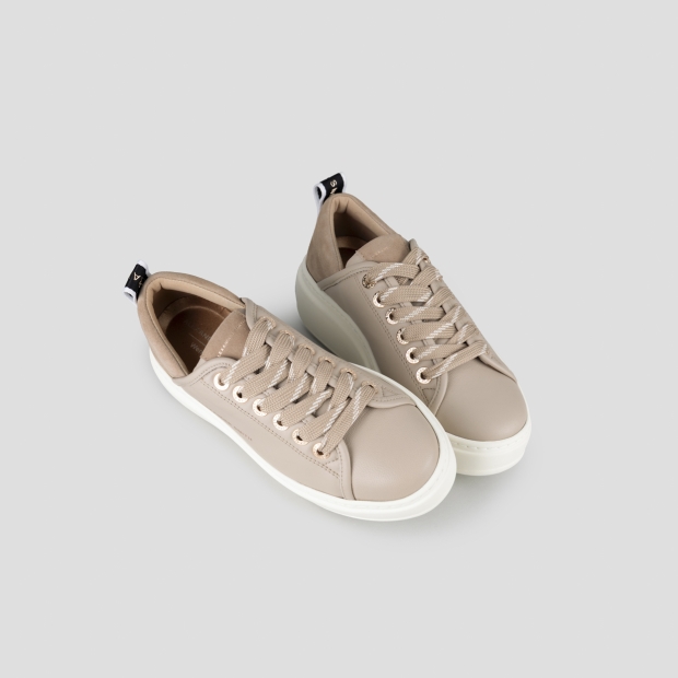 Sneakers Alexander Smith wembley high woman in smooth beige leather and suede heel - 2