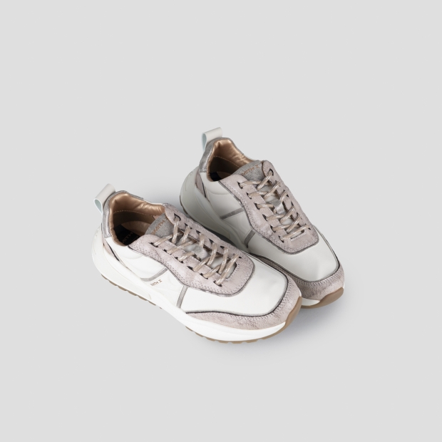 Sneakers Alexander Smith blaze woman in ivory and bronze cracklè details - 2