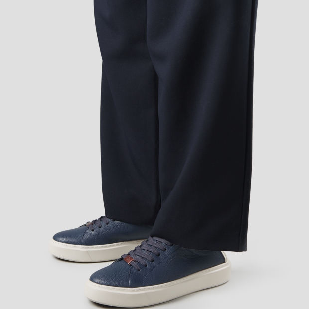 Sneakers Alexander Smith london man deconstructed in blue tumbled leather and white back - 2