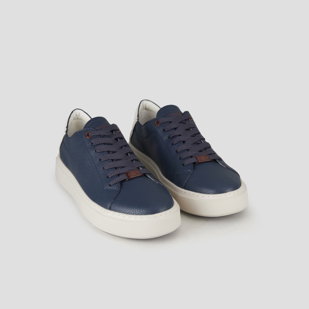Sneakers Alexander Smith london man deconstructed in blue tumbled leather and white back - 4
