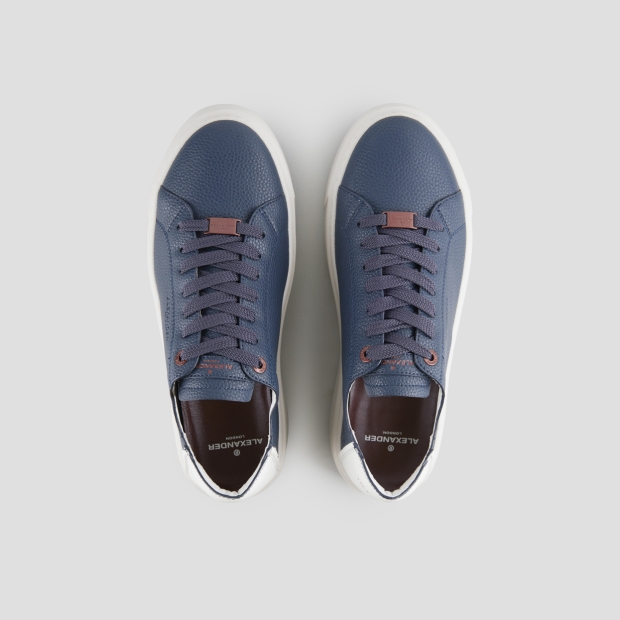 Sneakers Alexander Smith london man deconstructed in blue tumbled leather and white back - 6