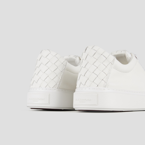 Sneakers Alexander Smith london man in white leather and woven leather back - 5