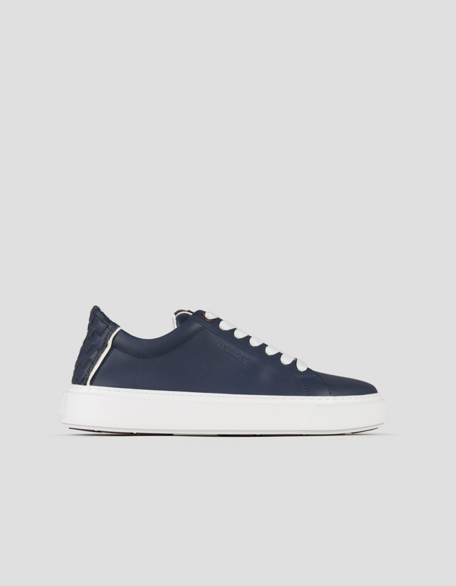 Sneakers Alexander Smith london man in blue leather and woven leather back - 1