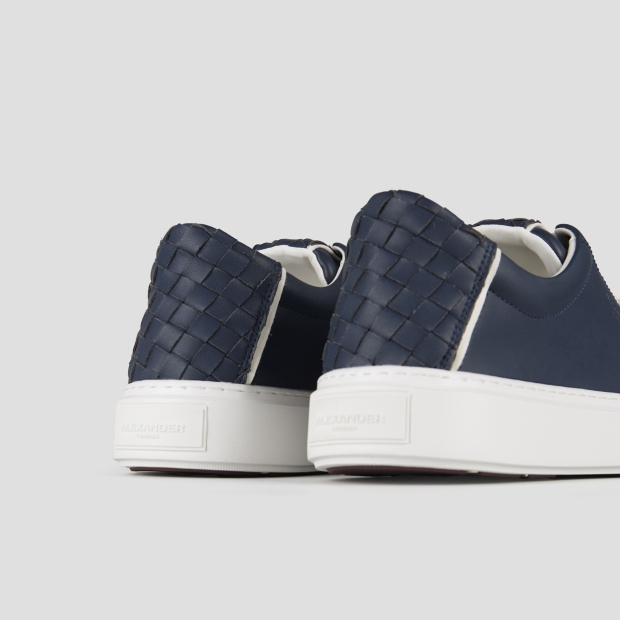 Sneakers Alexander Smith london man in blue leather and woven leather back - 5