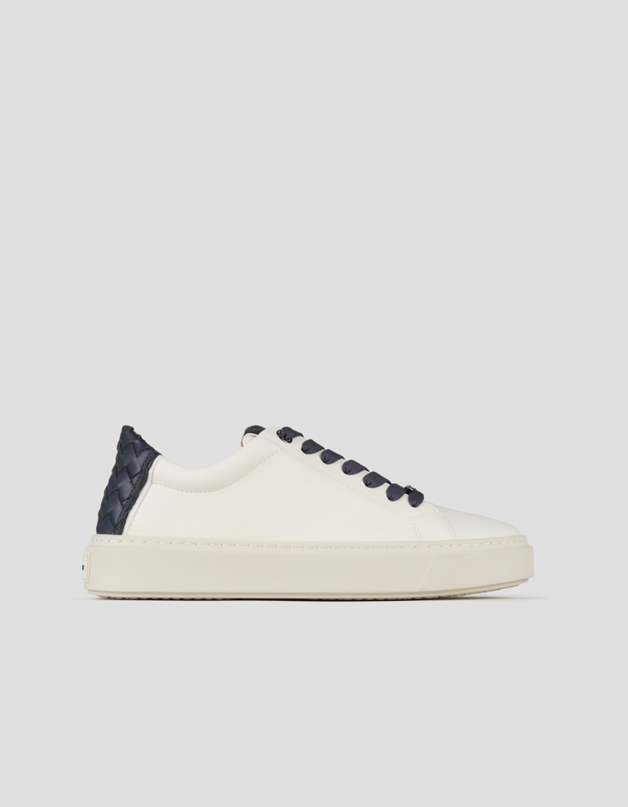 Sneakers Alexander Smith london man in white leather and woven blue leather back - 1