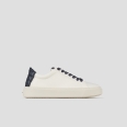 London Man in white leather and woven blue leather back