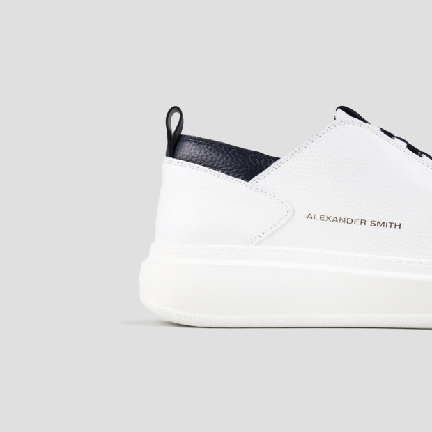 Sneakers Alexander Smith wembley man deconstructed in white tumbled leather and blue details - 3
