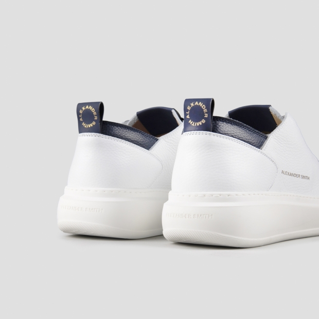 Sneakers Alexander Smith wembley man deconstructed in white tumbled leather and blue details - 5