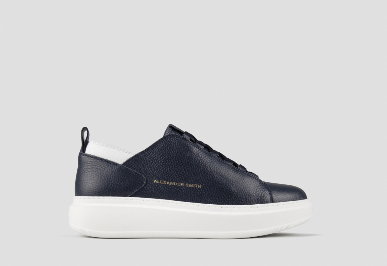 Sneakers Alexander Smith wembley man deconstructed in blue tumbled leather and white details - 1