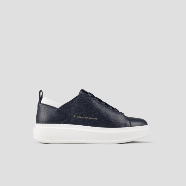 Sneakers Alexander Smith wembley man deconstructed in blue tumbled leather and white details - 1