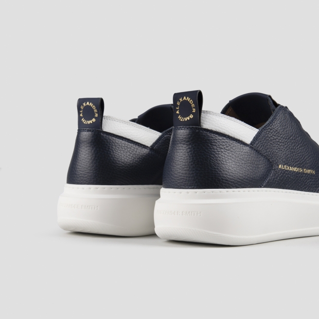 Sneakers Alexander Smith wembley man deconstructed in blue tumbled leather and white details - 5