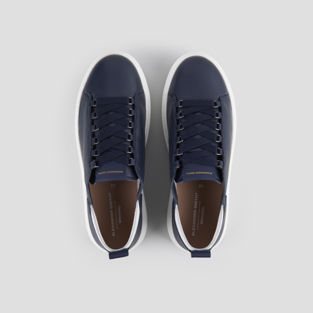 Sneakers Alexander Smith wembley man deconstructed in blue tumbled leather and white details - 6