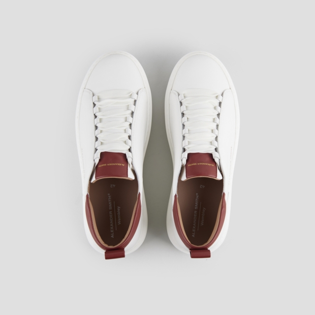 Sneakers Alexander Smith wembley man high frequency in white nappa leather and red details - 6