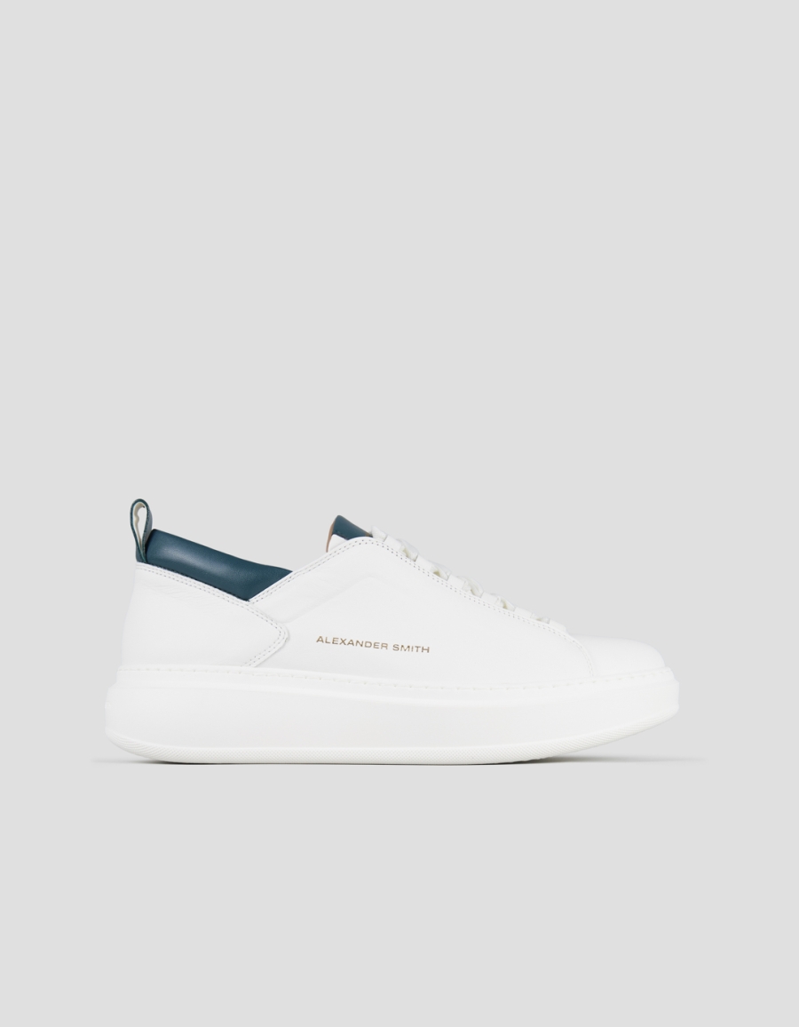 Sneakers Alexander Smith wembley man high frequency in white nappa leather and green details - 1