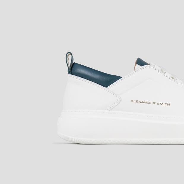 Sneakers Alexander Smith wembley man high frequency in white nappa leather and green details - 3