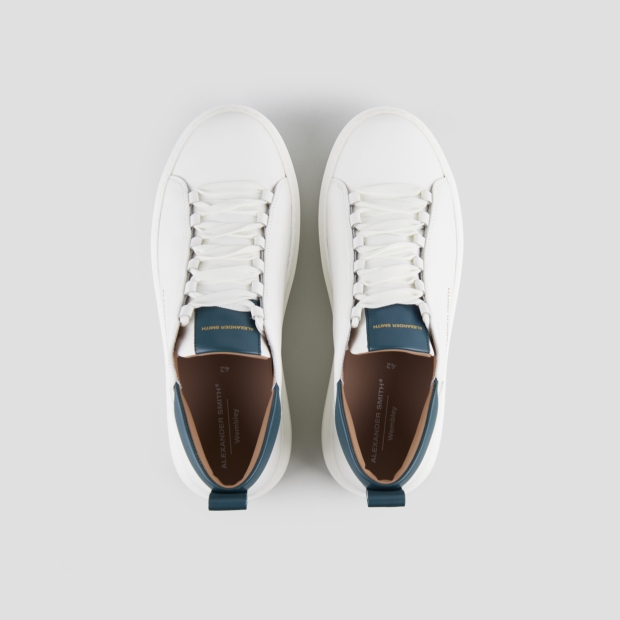Sneakers Alexander Smith wembley man high frequency in white nappa leather and green details - 6