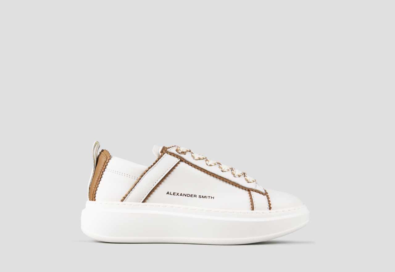 Sneakers Alexander Smith wembley woman deconstructed in white leather and brown details - 1