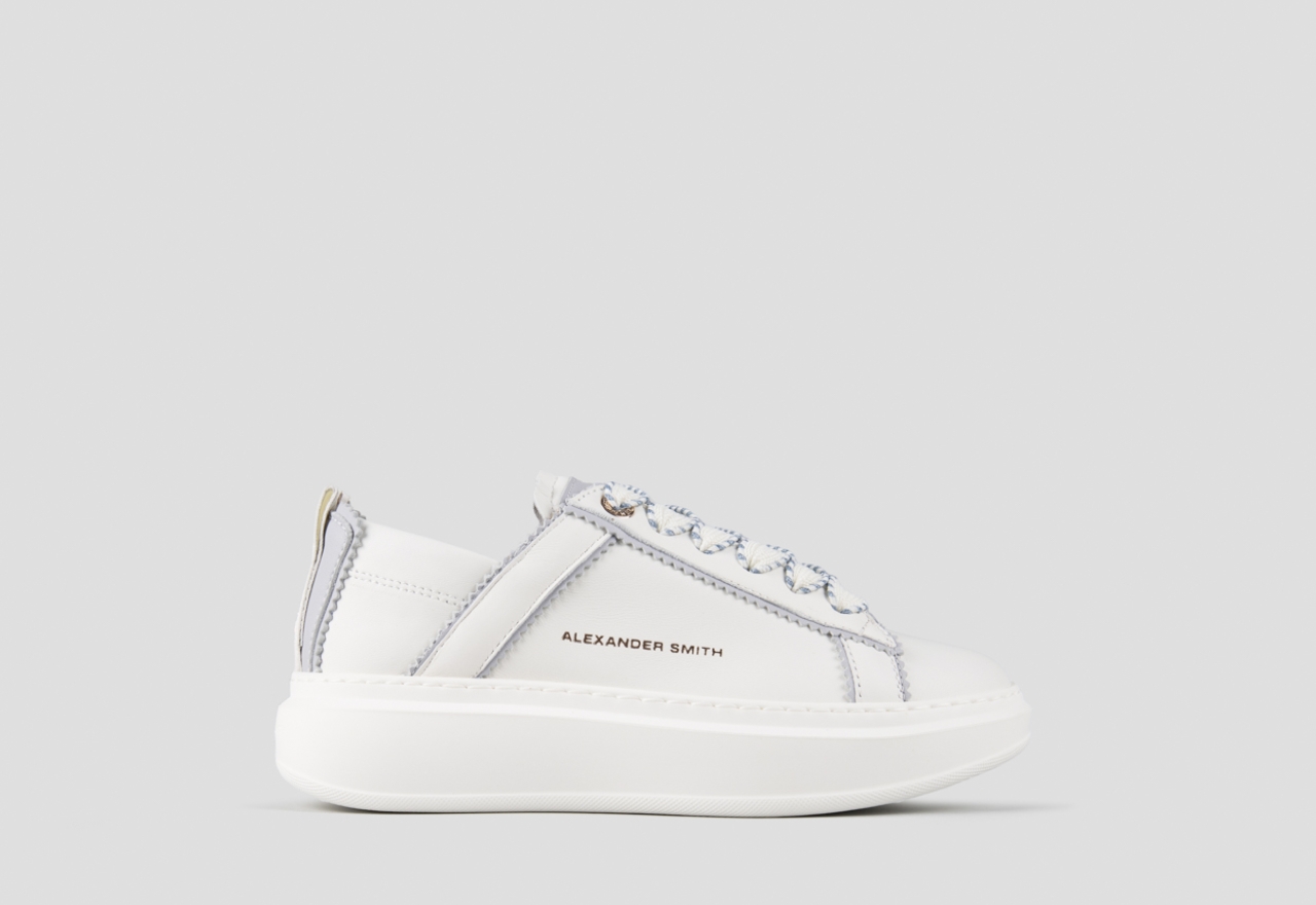 Sneakers Alexander Smith wembley woman deconstructed in white leather and azure details - 1