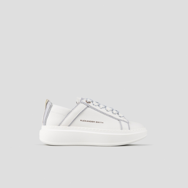 Sneakers Alexander Smith wembley woman deconstructed in white leather and azure details - 1